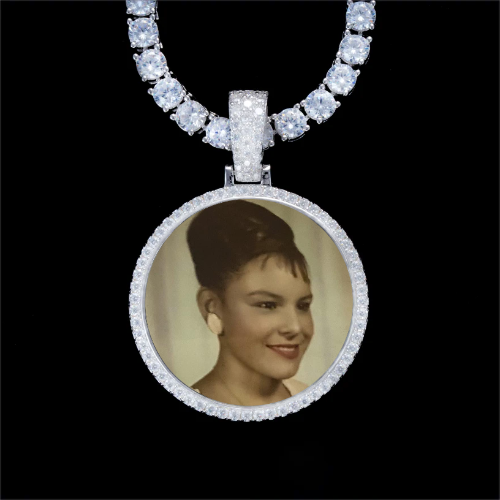925S & VVS Moissanite 3D Circle Custom Picture Pendant