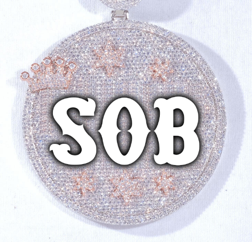 CUSTOM LETTER NECKLACE 3D BIG CROWN DISC