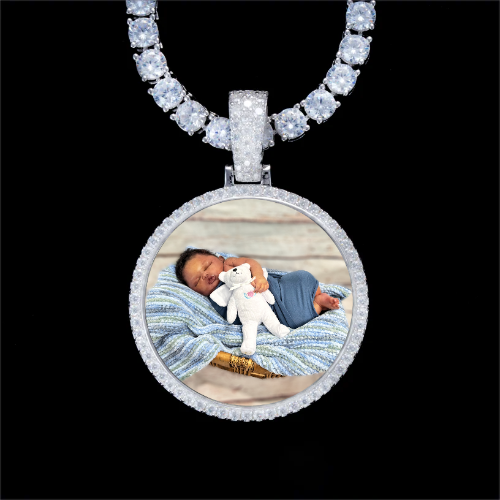 925S & VVS Moissanite 3D Circle Custom Picture Pendant