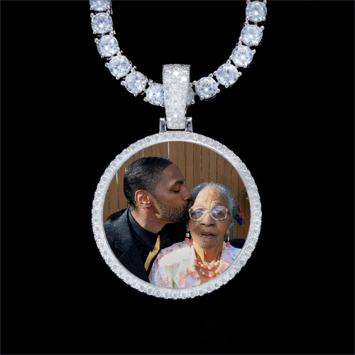 925S & VVS Moissanite 3D Circle Custom Picture Pendant