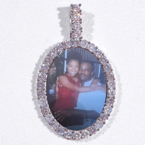 Large 3D Oval Custom Picture Pendant