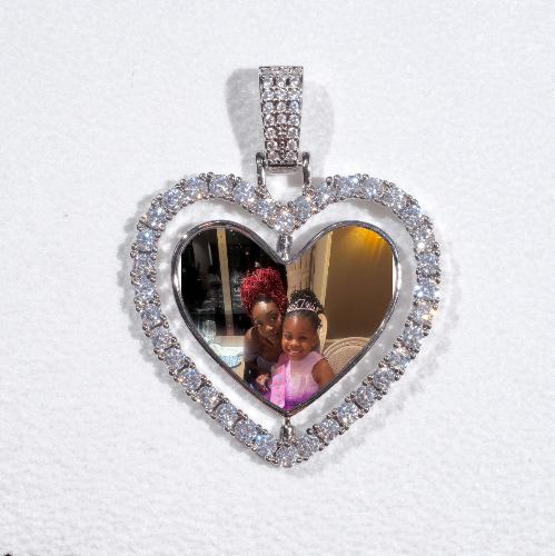 3D Spinning 2-Faced Heart Custom Picture Pendant