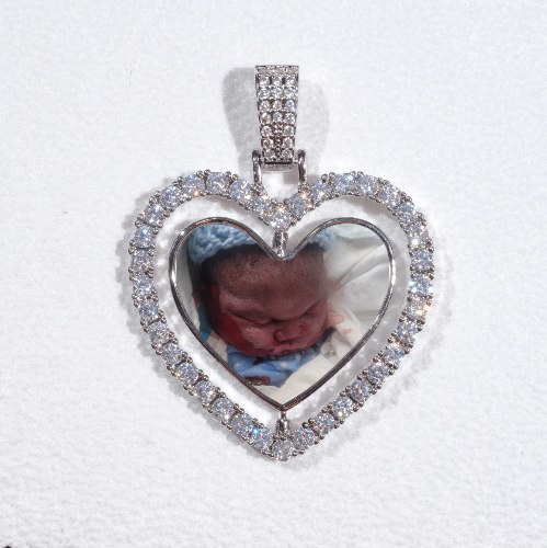 3D Spinning 2-Faced Heart Custom Picture Pendant
