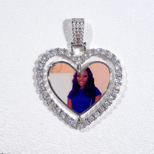3D Spinning 2-Faced Heart Custom Picture Pendant