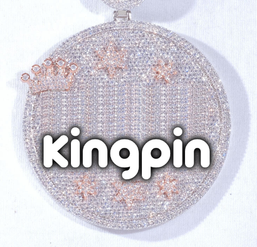 CUSTOM LETTER NECKLACE 3D BIG CROWN DISC
