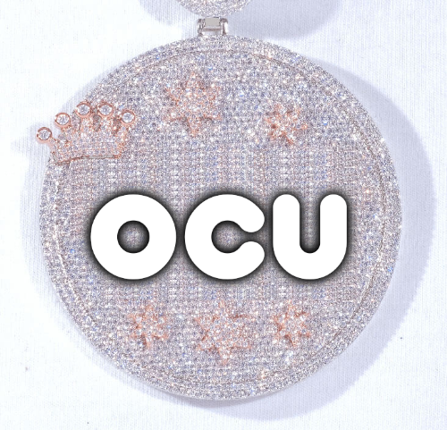 CUSTOM LETTER NECKLACE 3D BIG CROWN DISC