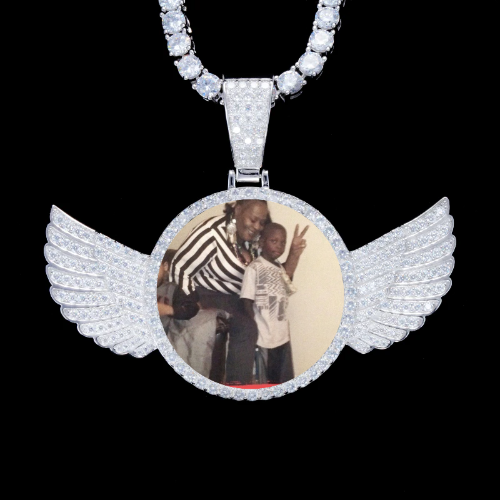 925S & VVS Moissanite 3D Wing Custom Picture Pendant