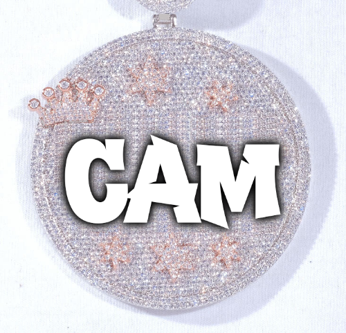 CUSTOM LETTER NECKLACE 3D BIG CROWN DISC