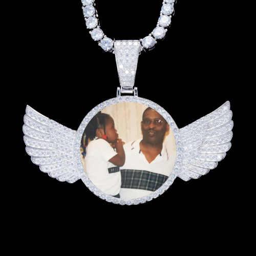 925S & VVS Moissanite 3D Wing Custom Picture Pendant