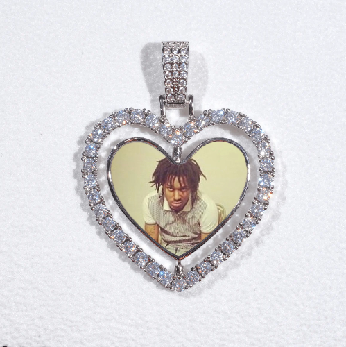 3D Spinning 2-Faced Heart Custom Picture Pendant