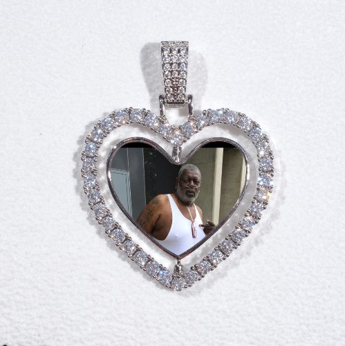 3D Spinning 2-Faced Heart Custom Picture Pendant