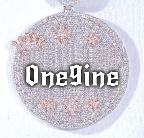 CUSTOM LETTER NECKLACE 3D BIG CROWN DISC