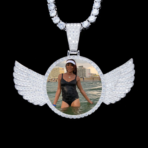 925S & VVS Moissanite 3D Wing Custom Picture Pendant