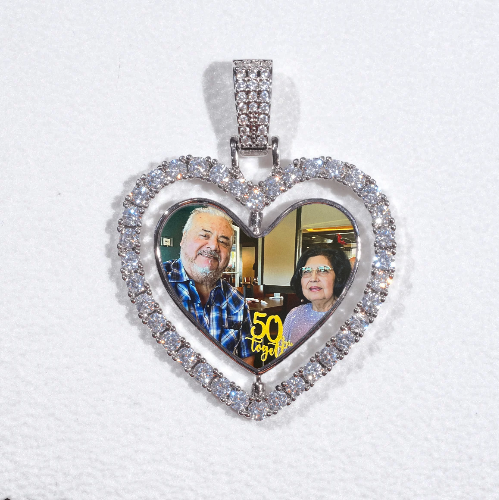3D Spinning 2-Faced Heart Custom Picture Pendant