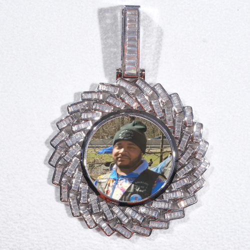 Large 3D Baguette Custom Picture Pendant