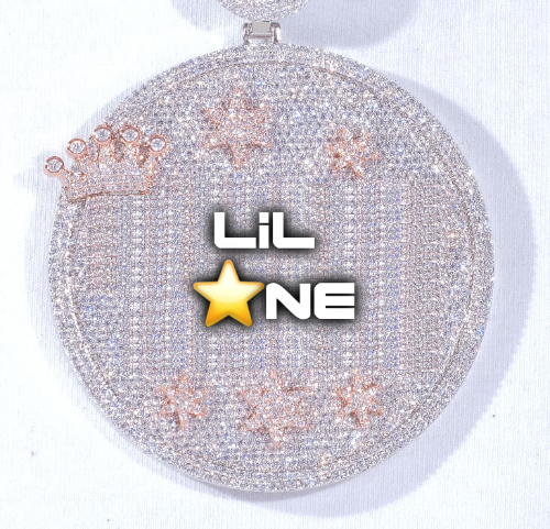 CUSTOM LETTER NECKLACE 3D BIG CROWN DISC