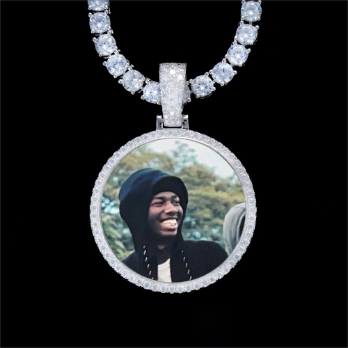 925S & VVS Moissanite 3D Circle Custom Picture Pendant