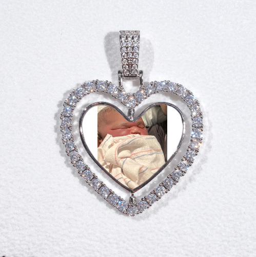 3D Spinning 2-Faced Heart Custom Picture Pendant