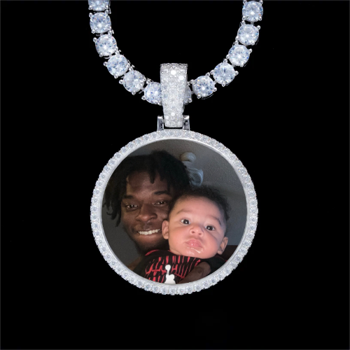 925S & VVS Moissanite 3D Circle Custom Picture Pendant