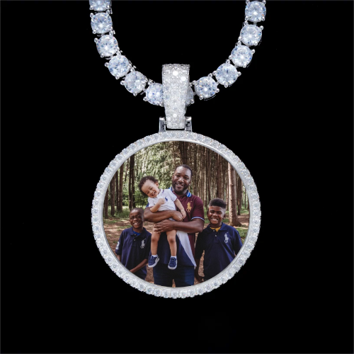 925S & VVS Moissanite 3D Circle Custom Picture Pendant