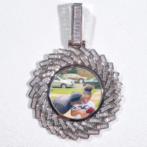 Large 3D Baguette Custom Picture Pendant