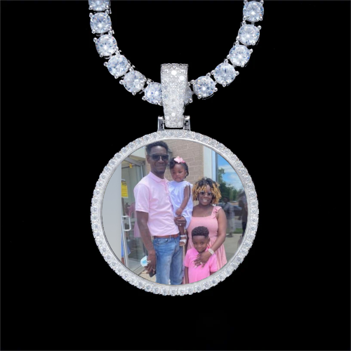 925S & VVS Moissanite 3D Circle Custom Picture Pendant