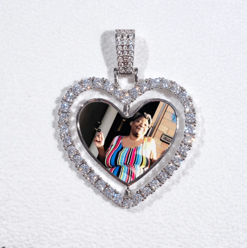 3D Spinning 2-Faced Heart Custom Picture Pendant