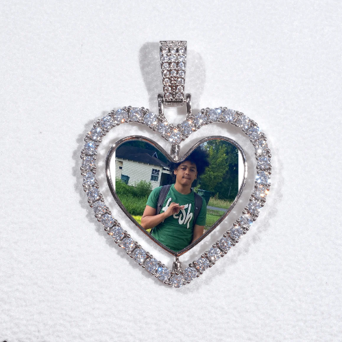3D Spinning 2-Faced Heart Custom Picture Pendant