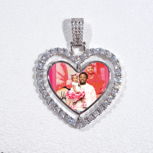 3D Spinning 2-Faced Heart Custom Picture Pendant