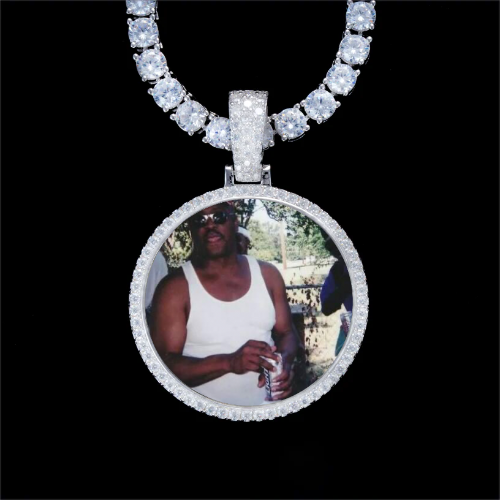 925S & VVS Moissanite 3D Circle Custom Picture Pendant