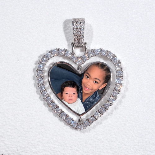 3D Spinning 2-Faced Heart Custom Picture Pendant