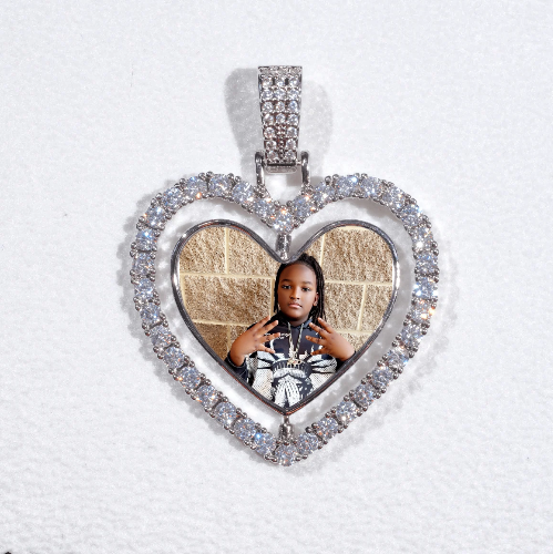 3D Spinning 2-Faced Heart Custom Picture Pendant