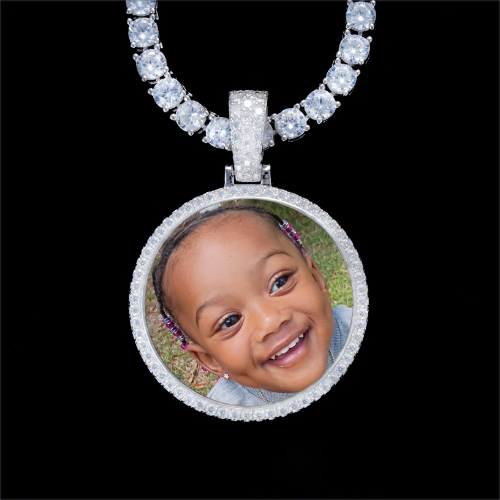 925S & VVS Moissanite 3D Circle Custom Picture Pendant