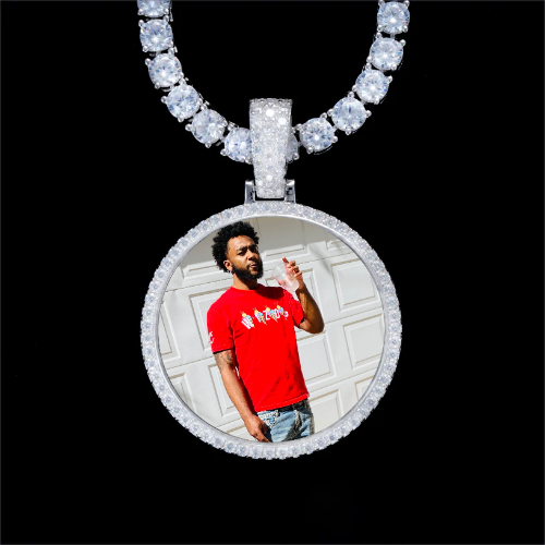 925S & VVS Moissanite 3D Circle Custom Picture Pendant