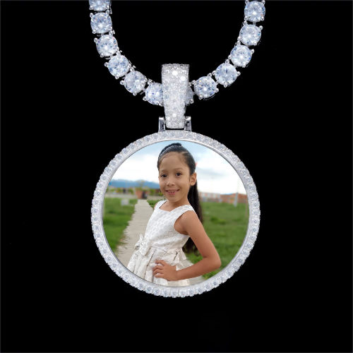 925S & VVS Moissanite 3D Circle Custom Picture Pendant
