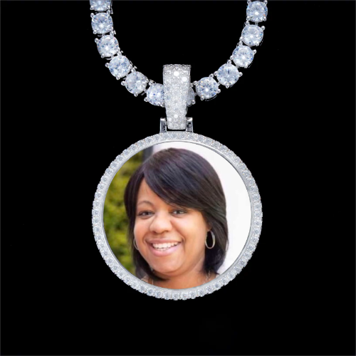 925S & VVS Moissanite 3D Circle Custom Picture Pendant
