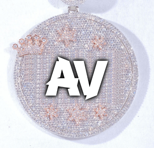 CUSTOM LETTER NECKLACE 3D BIG CROWN DISC