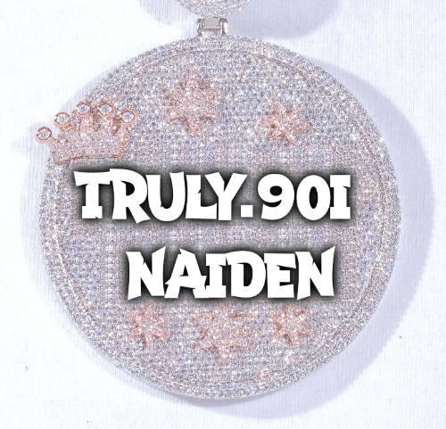 CUSTOM LETTER NECKLACE 3D BIG CROWN DISC
