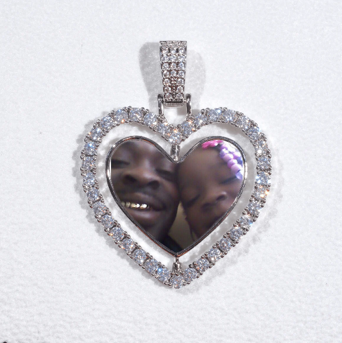 3D Spinning 2-Faced Heart Custom Picture Pendant