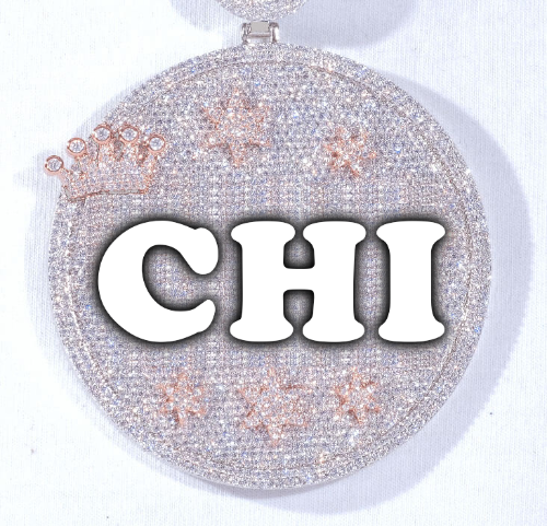CUSTOM LETTER NECKLACE 3D BIG CROWN DISC
