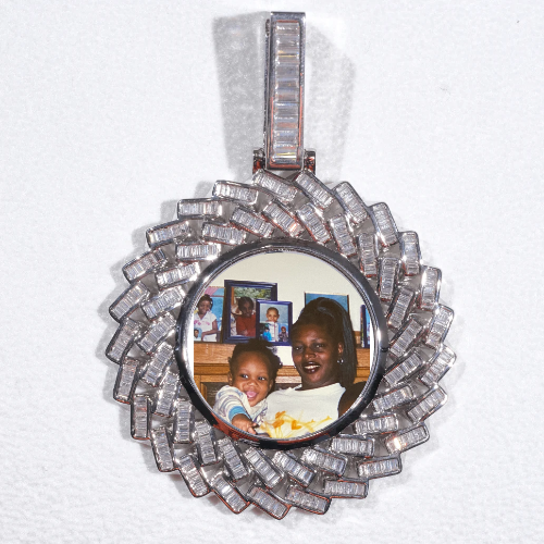 Large 3D Baguette Custom Picture Pendant