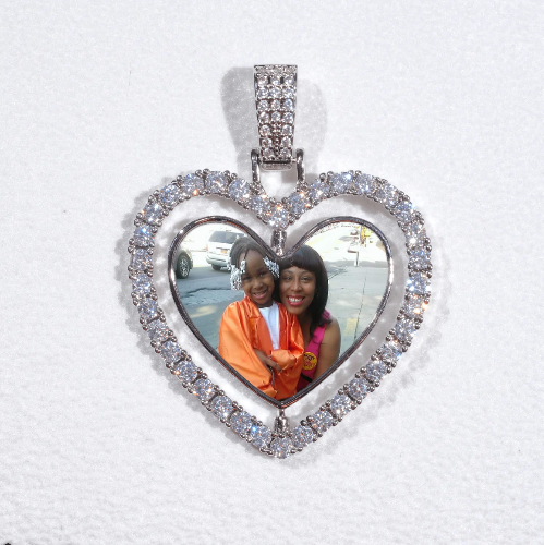 3D Spinning 2-Faced Heart Custom Picture Pendant