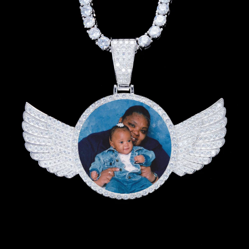 925S & VVS Moissanite 3D Wing Custom Picture Pendant