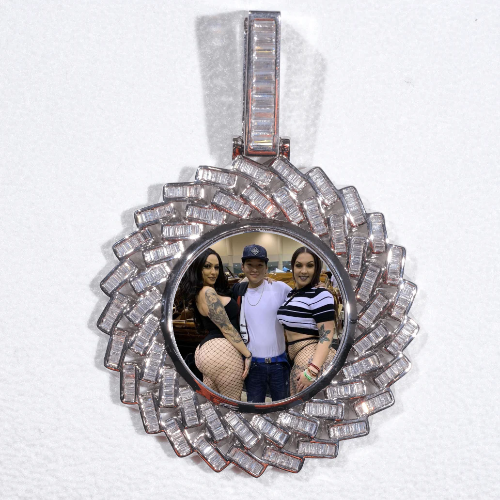 Large 3D Baguette Custom Picture Pendant