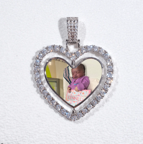 3D Spinning 2-Faced Heart Custom Picture Pendant