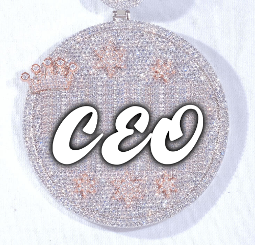 CUSTOM LETTER NECKLACE 3D BIG CROWN DISC