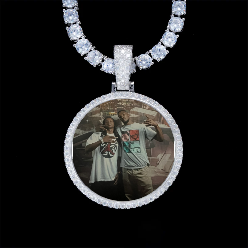 925S & VVS Moissanite 3D Circle Custom Picture Pendant