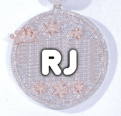 CUSTOM LETTER NECKLACE 3D BIG CROWN DISC