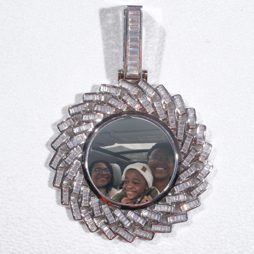 Large 3D Baguette Custom Picture Pendant