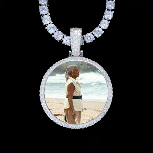 925S & VVS Moissanite 3D Circle Custom Picture Pendant